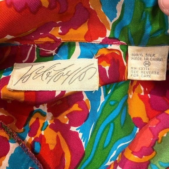 Vintage 80s Lord & Taylor Silk Floral Set Cropped Jacket Resort M/L - Picture 4 of 16